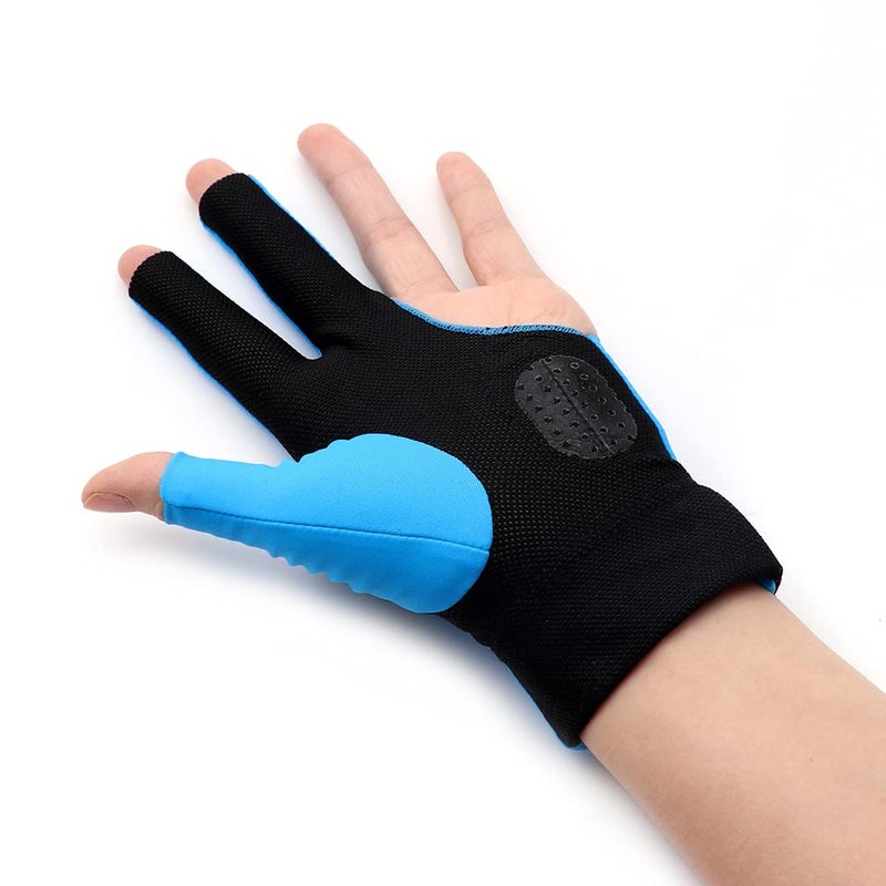 CUESOUL Professional Billiard Gloves Blue-Wear on Left Hand Size M - Image 1